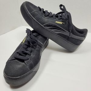 Puma Vikky Platform Black Suede Womens Sneaker Size6.5